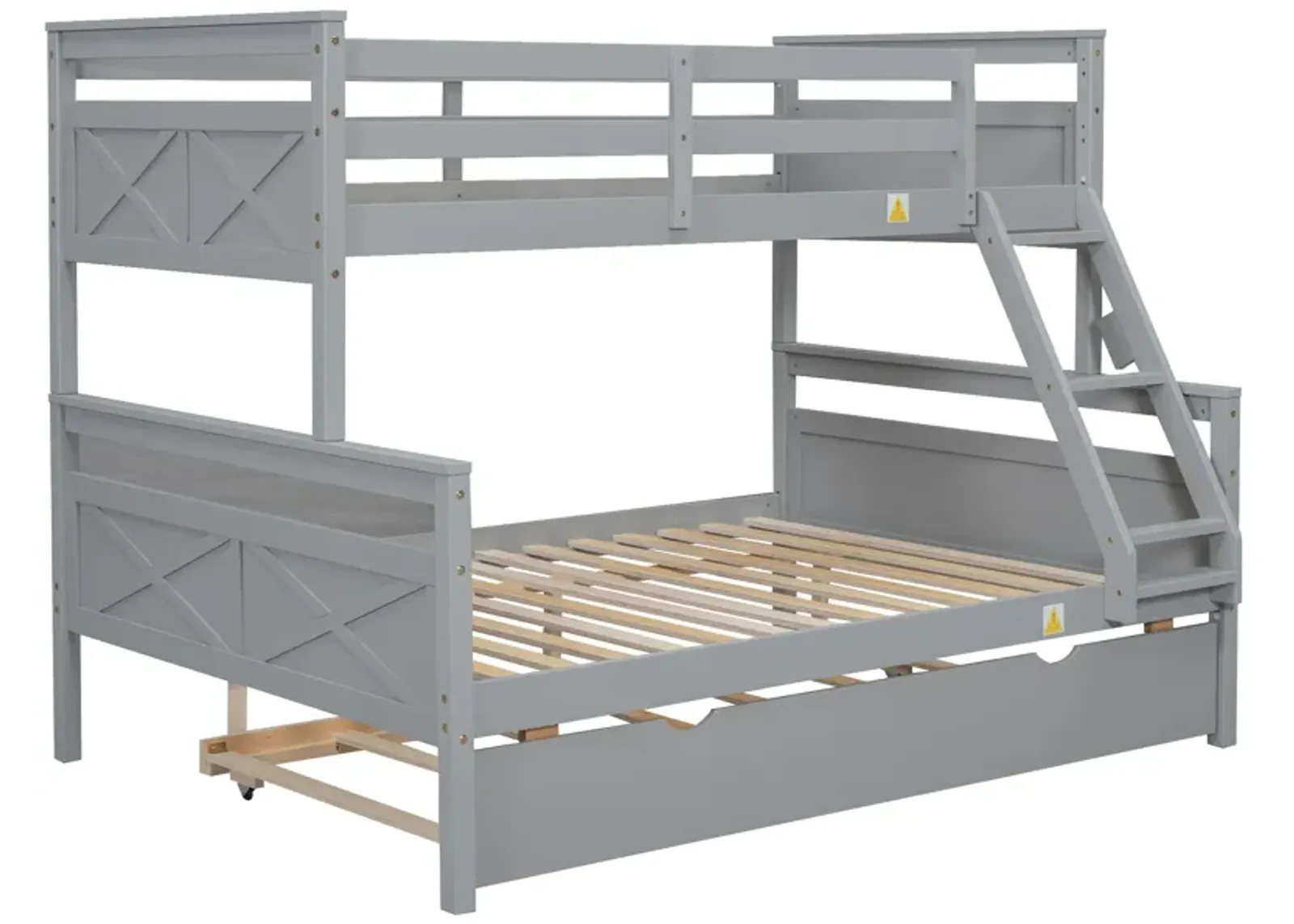 Merax Twin over Full Bunk Bed with Ladder and Twin Trundle