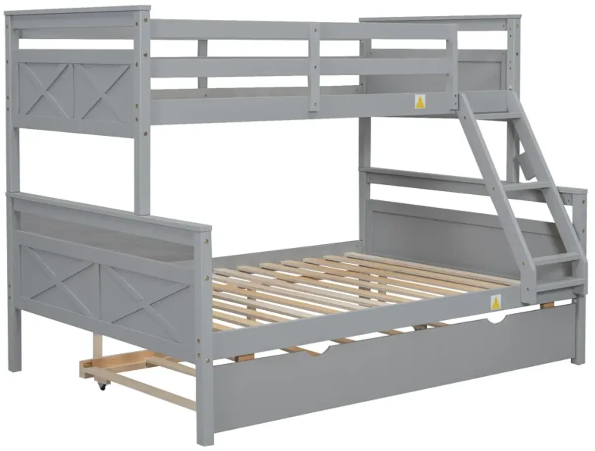 Merax Twin over Full Bunk Bed with Ladder and Twin Trundle