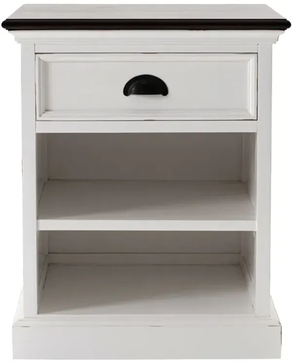 Hivvago Distressed White and Deep Brown Nightstand With Shelves