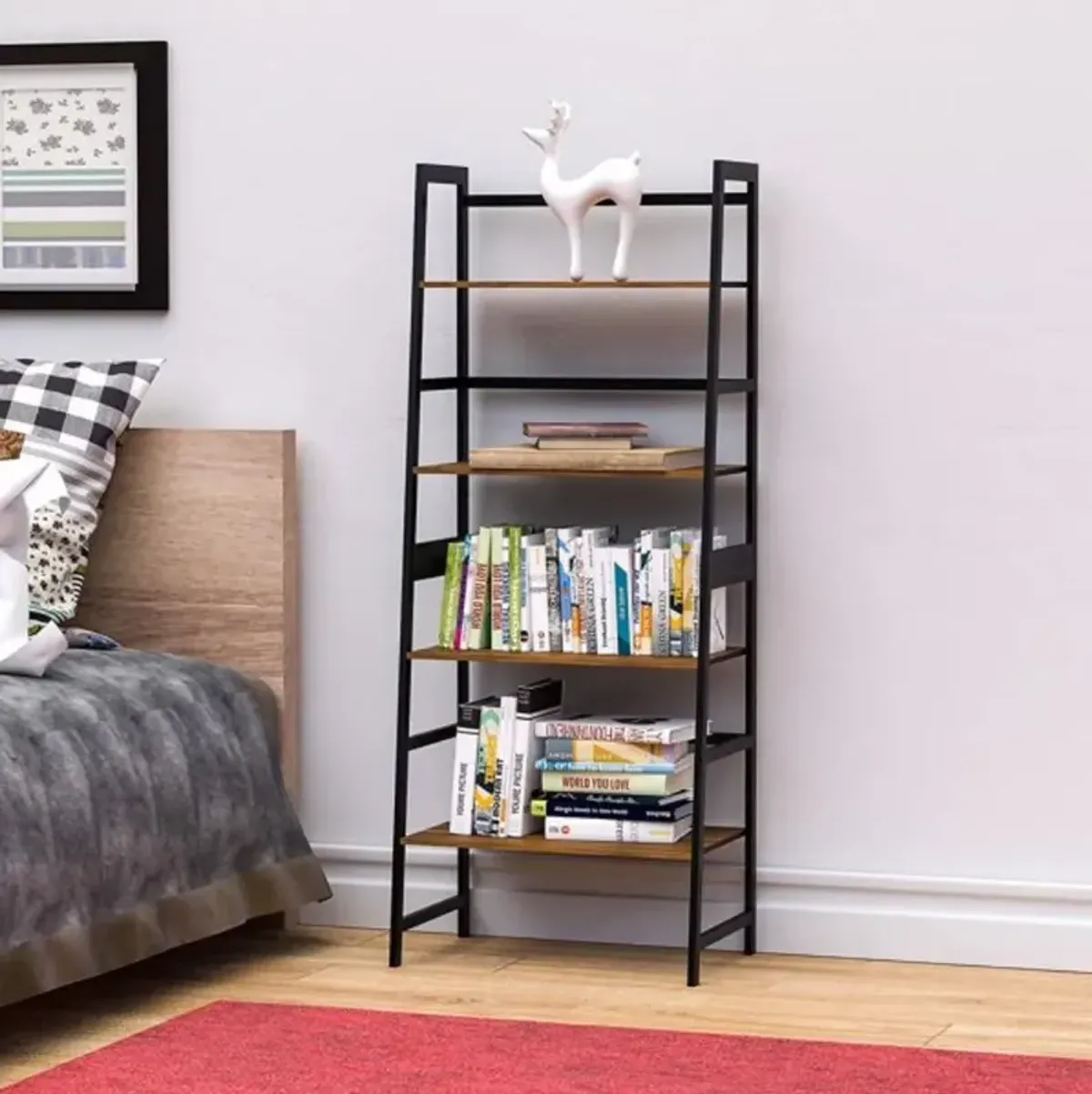 4-Tier Ladder Bookshelf Tall Modern Bookcase for Home & Office Storage