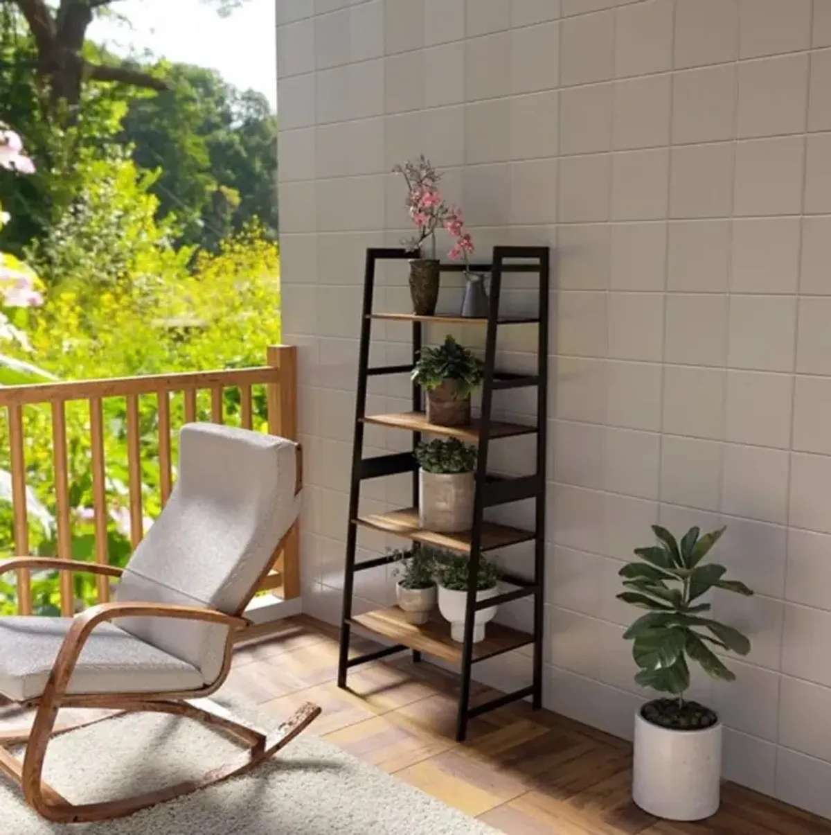 4-Tier Ladder Bookshelf Tall Modern Bookcase for Home & Office Storage