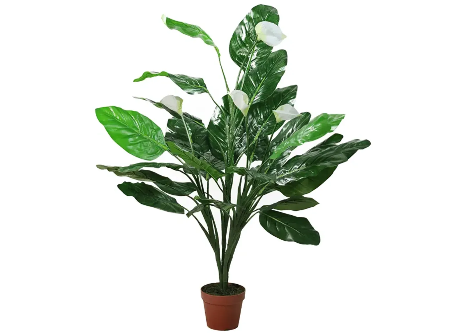 47.5" Potted Green and White Artificial Tropical Peace Lily Spathe Plant