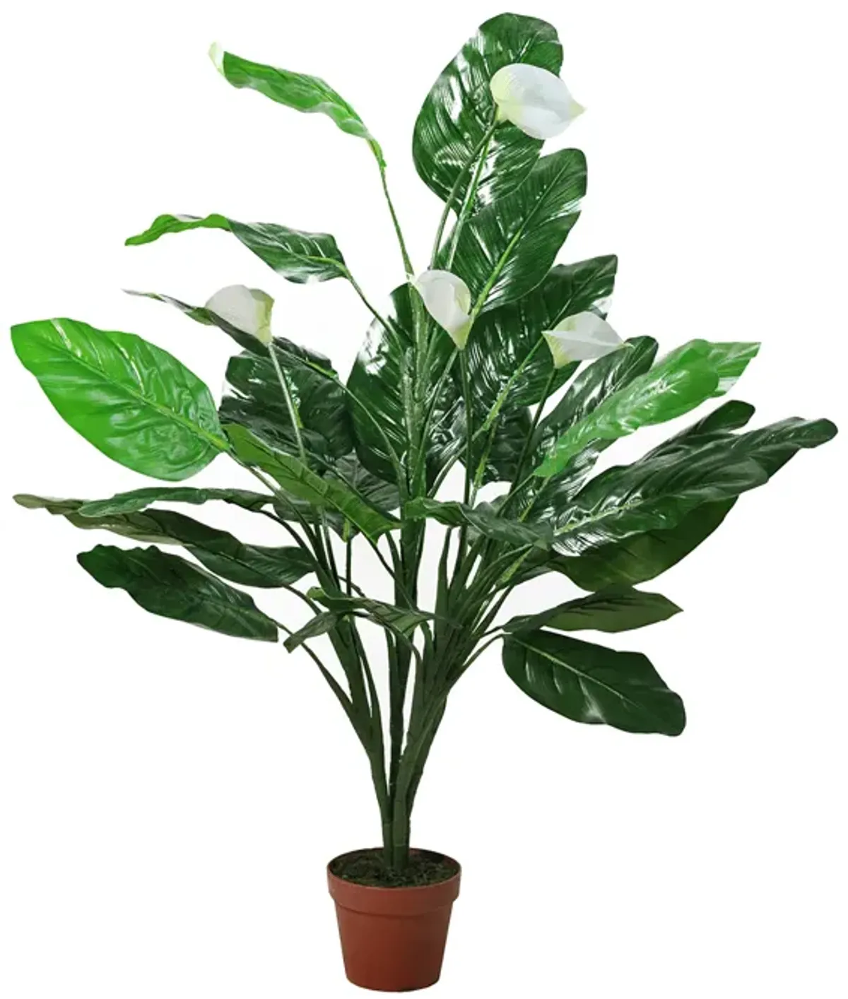 47.5" Potted Green and White Artificial Tropical Peace Lily Spathe Plant