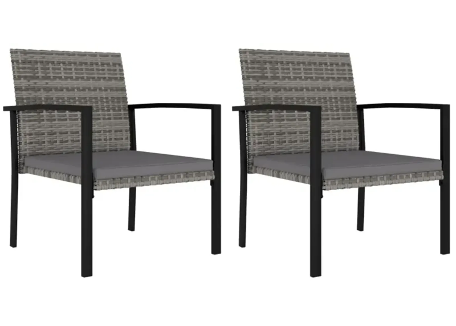 vidaXL Garden Dining Chairs 2 pcs Poly Rattan Gray