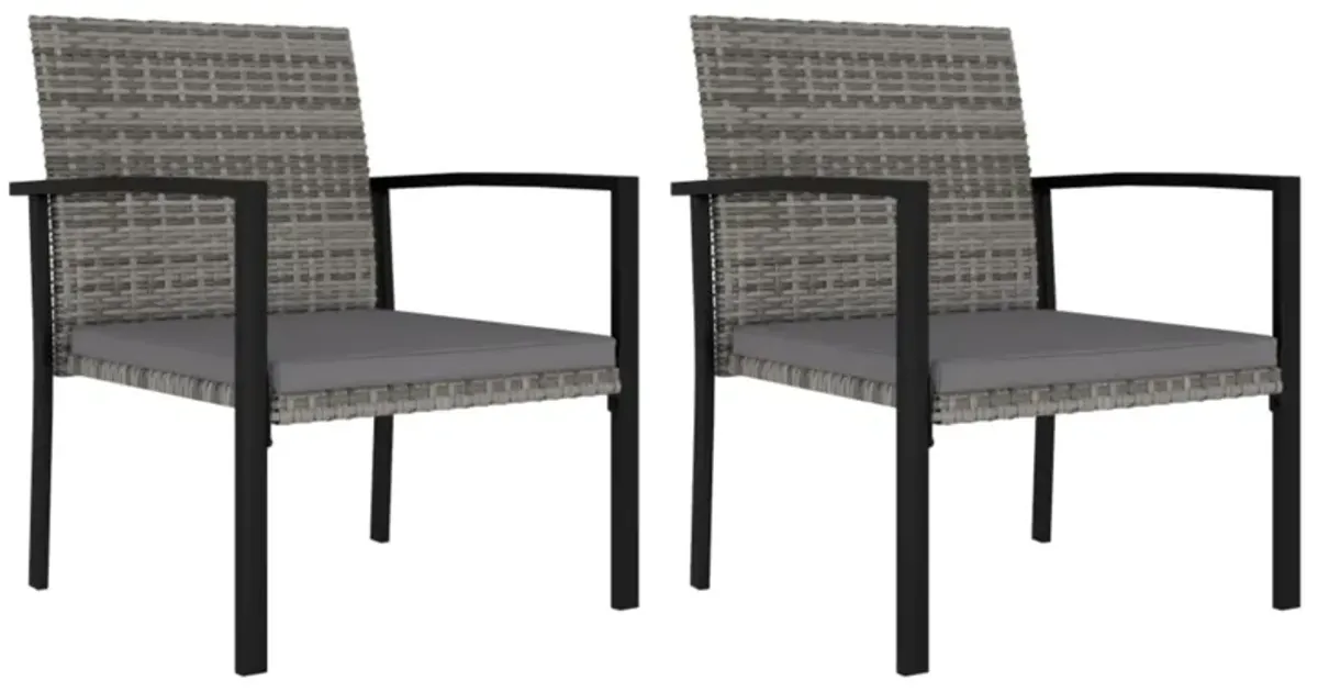 vidaXL Garden Dining Chairs 2 pcs Poly Rattan Gray