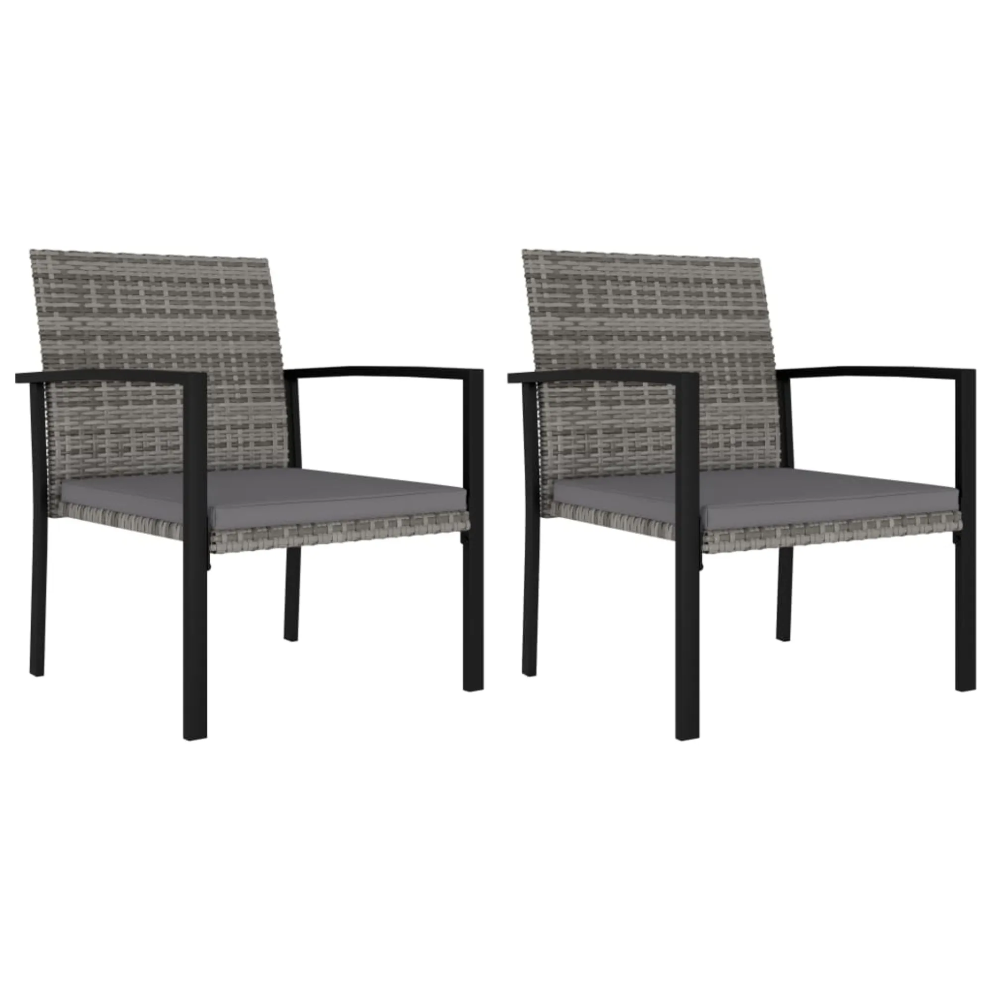 vidaXL Garden Dining Chairs 2 pcs Poly Rattan Gray