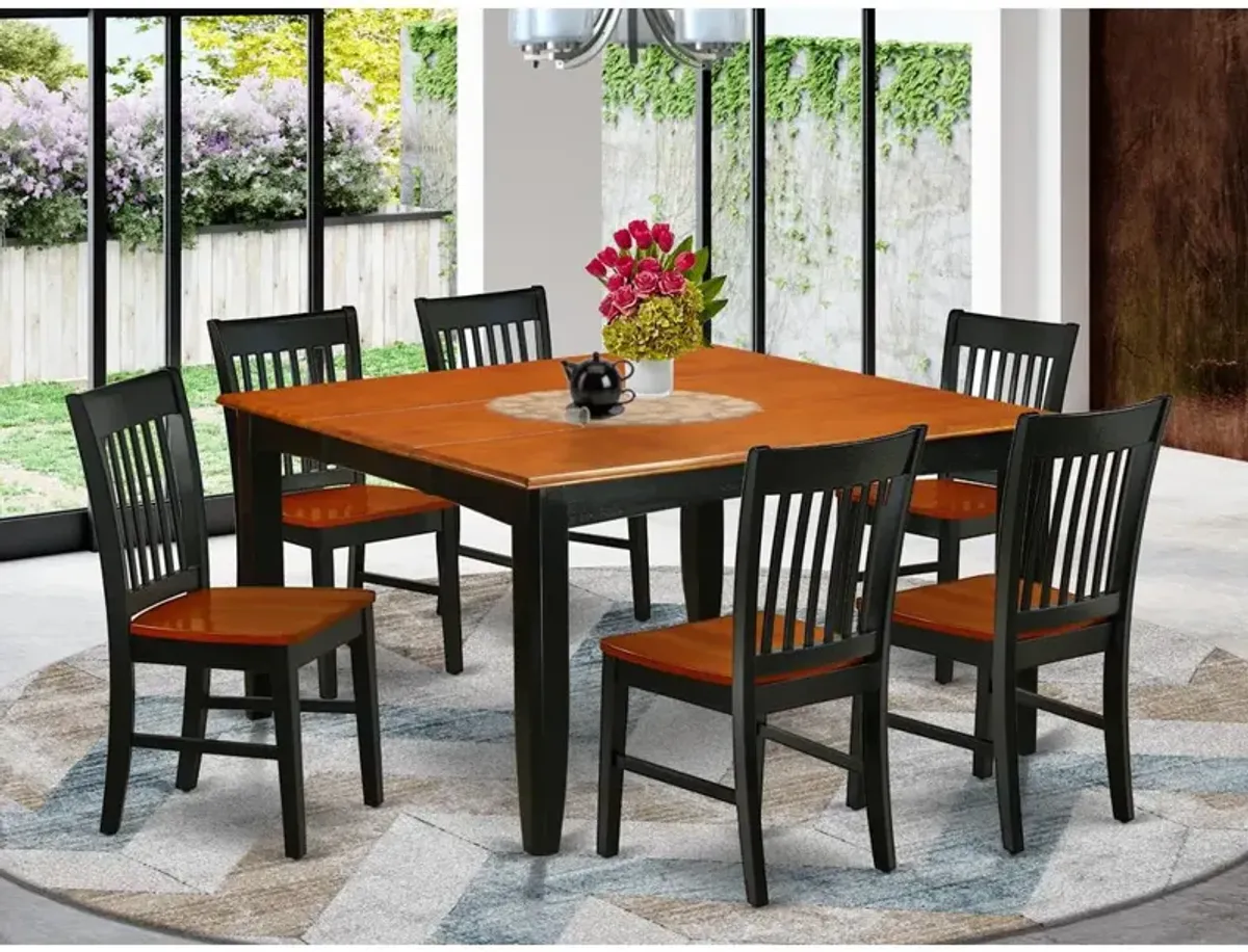 East West Furniture Dining Room Set Black & Cherry, PFNO7-BCH-W