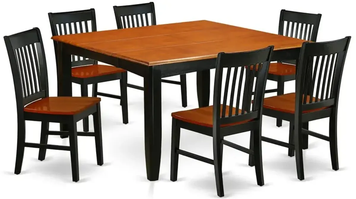 East West Furniture Dining Room Set Black & Cherry, PFNO7-BCH-W