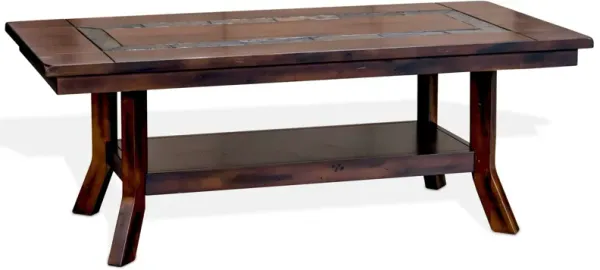 Odel Coffee Table, 1 Shelf, Dark Brown Mahogany, Rectangular 49 Inch - Benzara