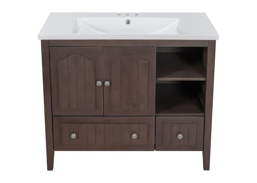 Merax Painted Finish 36" Bathroom Vanity with Ceramic Basin