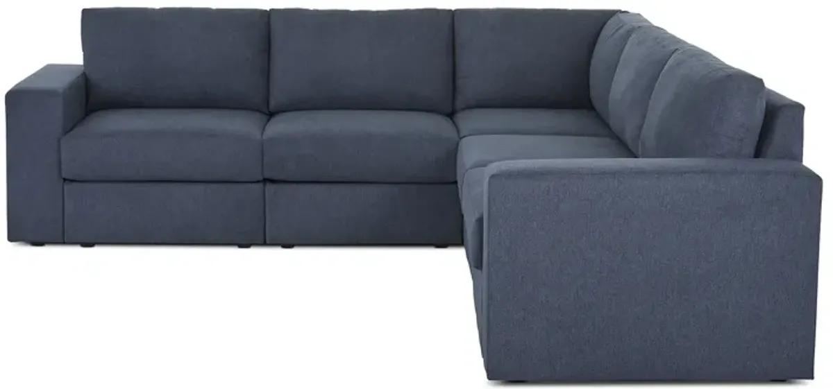 Flex Denim 5-Seat Sectional with Wide Arm