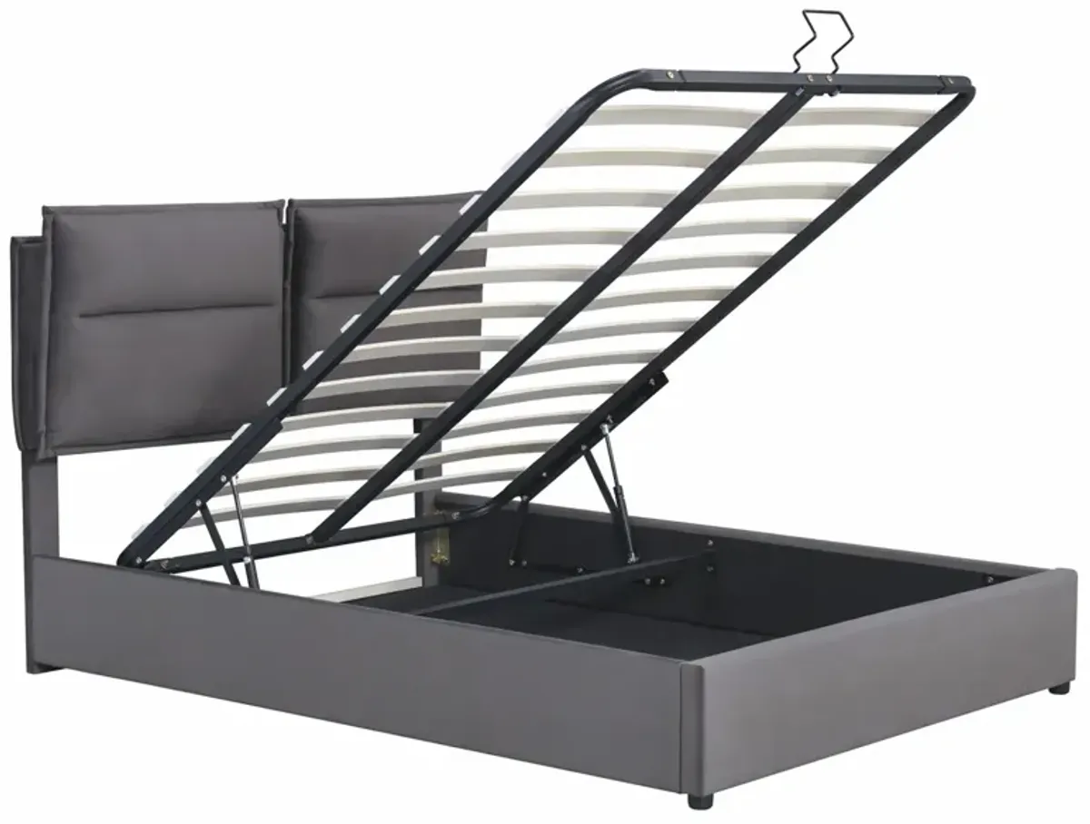 Upholstered Platform Bed With A Hydraulic Storage System, Queen Size