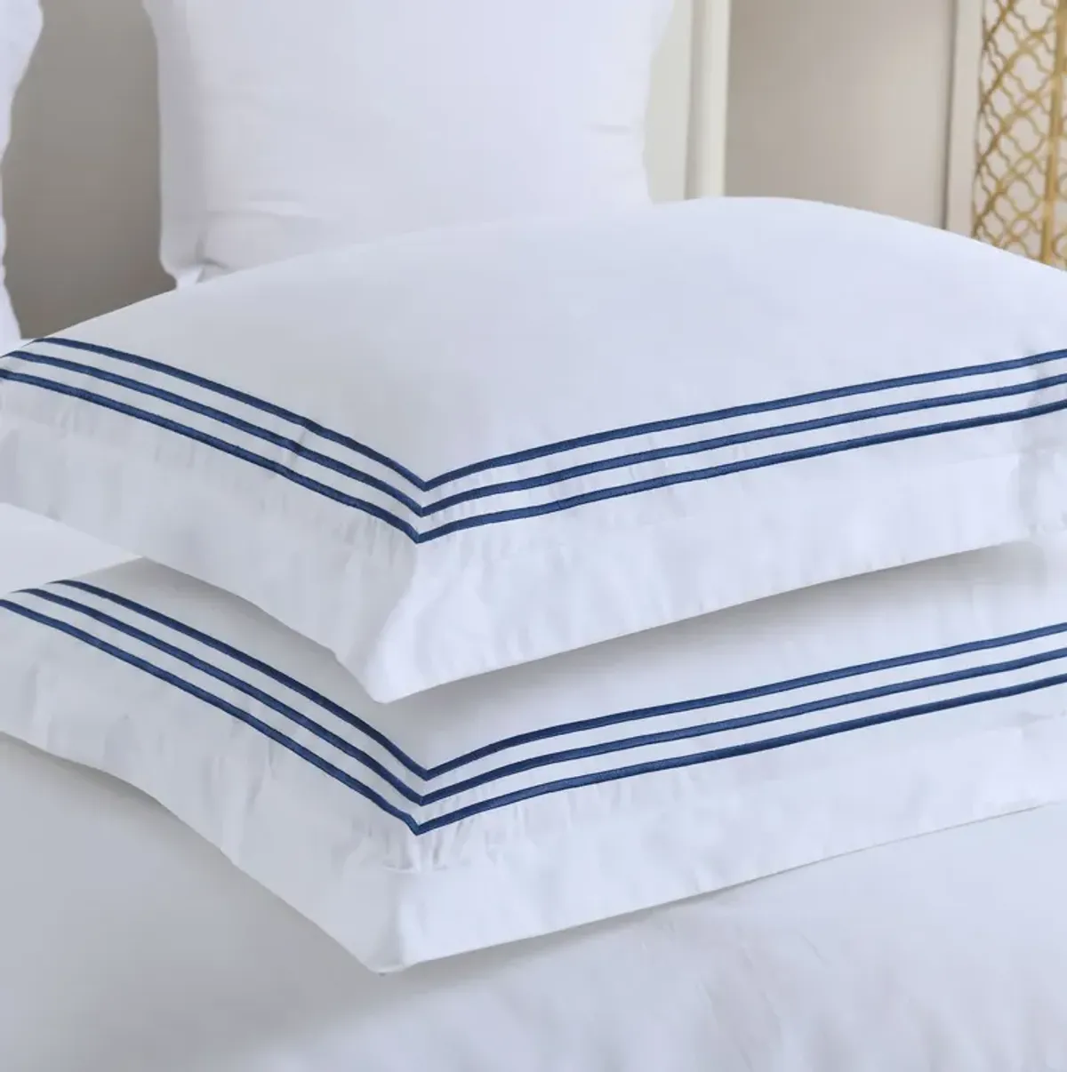 Egyptian Linens - Adeline Percale Embroidered Duvet Cover Set - Made in Egypt