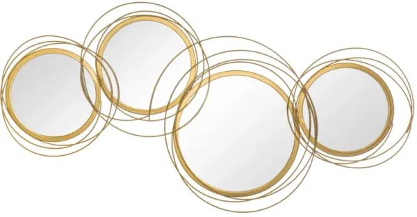 Gold Wall Art: Modern Metal Mirror Decor for Living Spaces