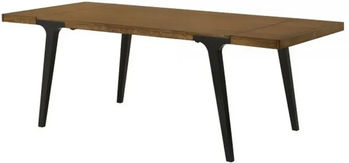 Hilly 59-83 Inch Extendable Dining Table, Rubberwood, Brown and Black  - Benzara