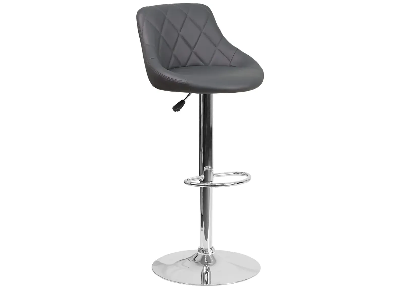 Flash Furniture Contemporary Gray Vinyl Bucket Seat Adjustable Height Barstool with Chrome Base