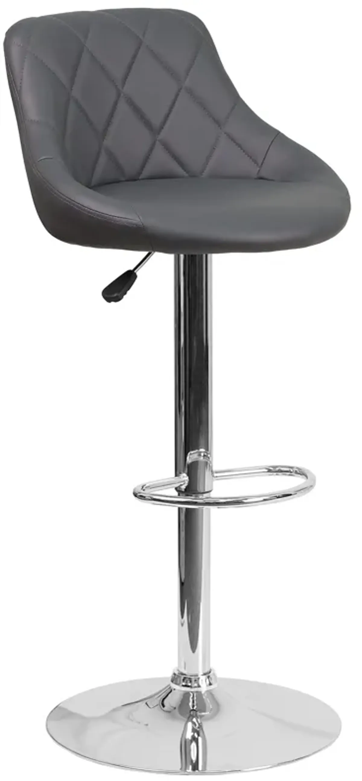 Flash Furniture Contemporary Gray Vinyl Bucket Seat Adjustable Height Barstool with Chrome Base