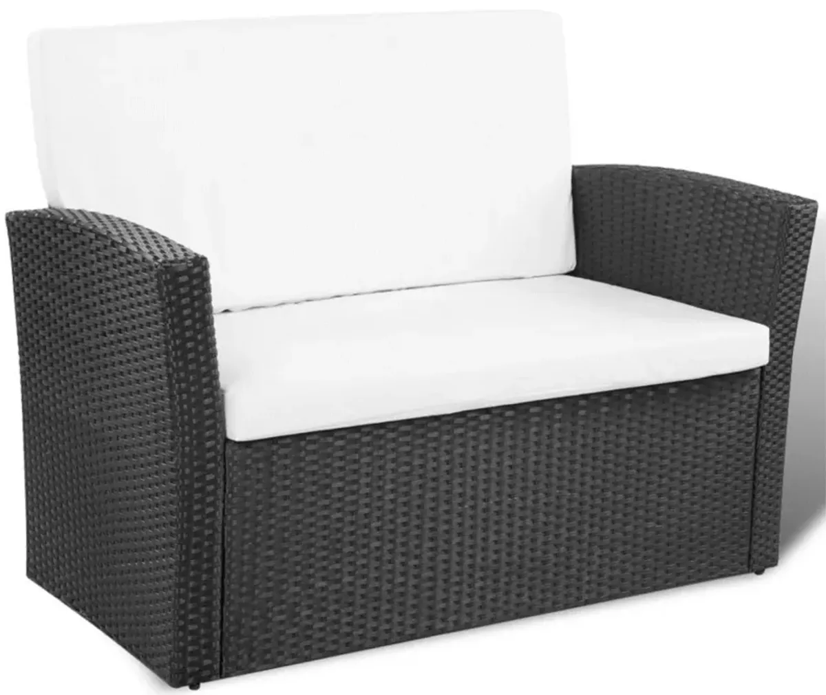 vidaXL 4 Piece Garden lounge set with Cushions Poly Rattan Black