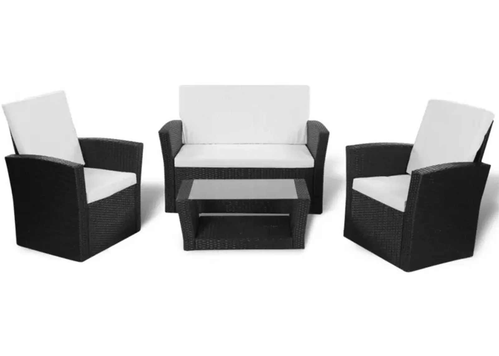 vidaXL 4 Piece Garden lounge set with Cushions Poly Rattan Black