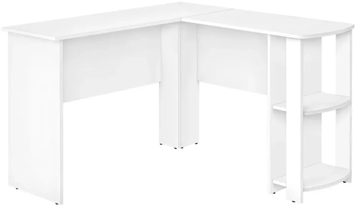 Monarch Specialties I 7723 Computer Desk, Home Office, Corner, Storage Shelves, 48"L, L Shape, Work, Laptop, Laminate, White, Contemporary, Modern