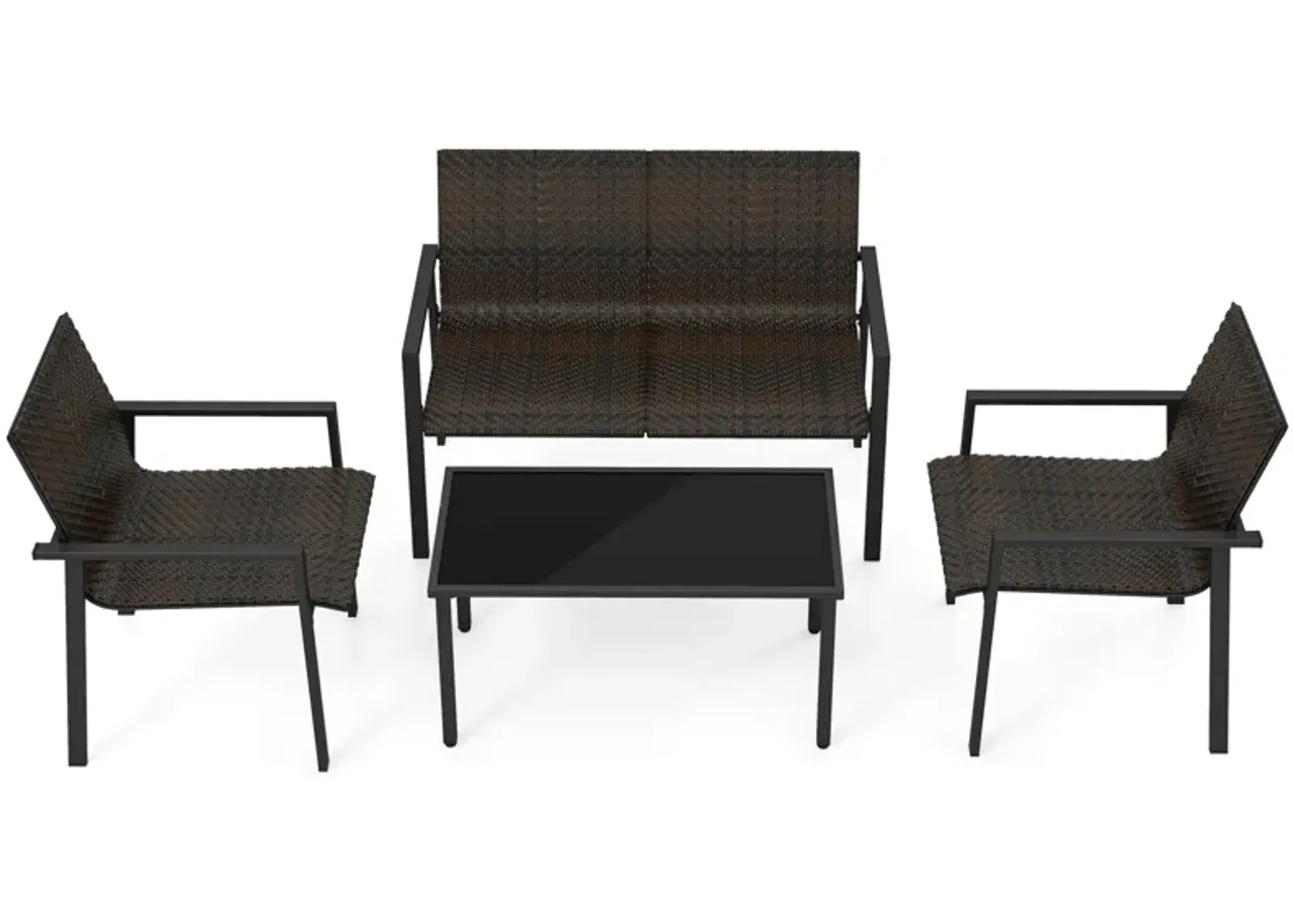 4-Piece Patio Furniture Set with Heavy-Duty Galvanized Metal Frame – Durable Outdoor Seating Set