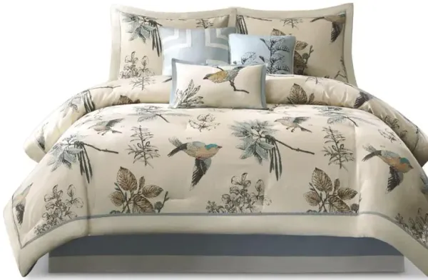 Belen Kox Quincy Leaf and Bird Print 7 Piece Comforter Set, Belen Kox