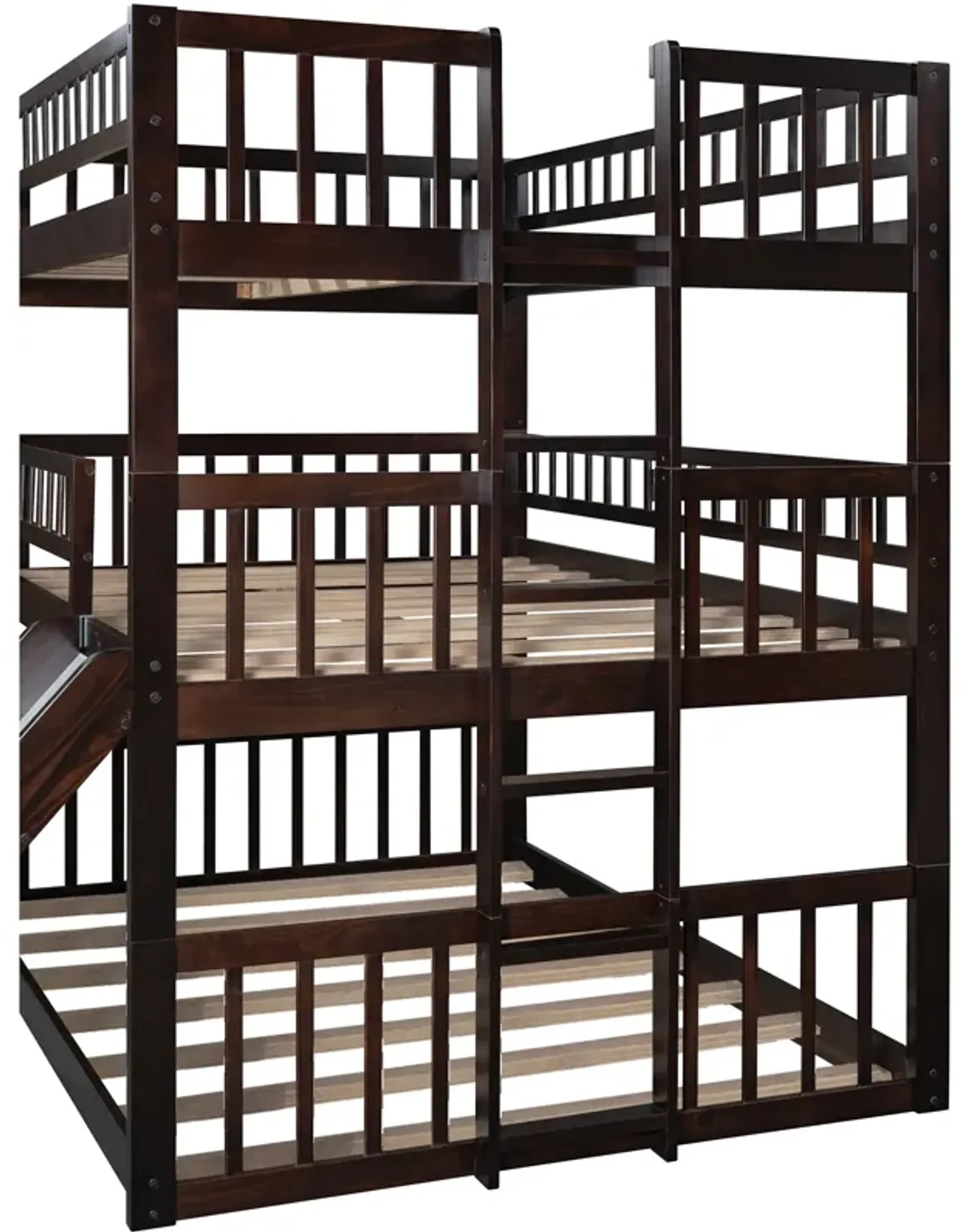 Merax Triple Bunk Bed with Guardrails