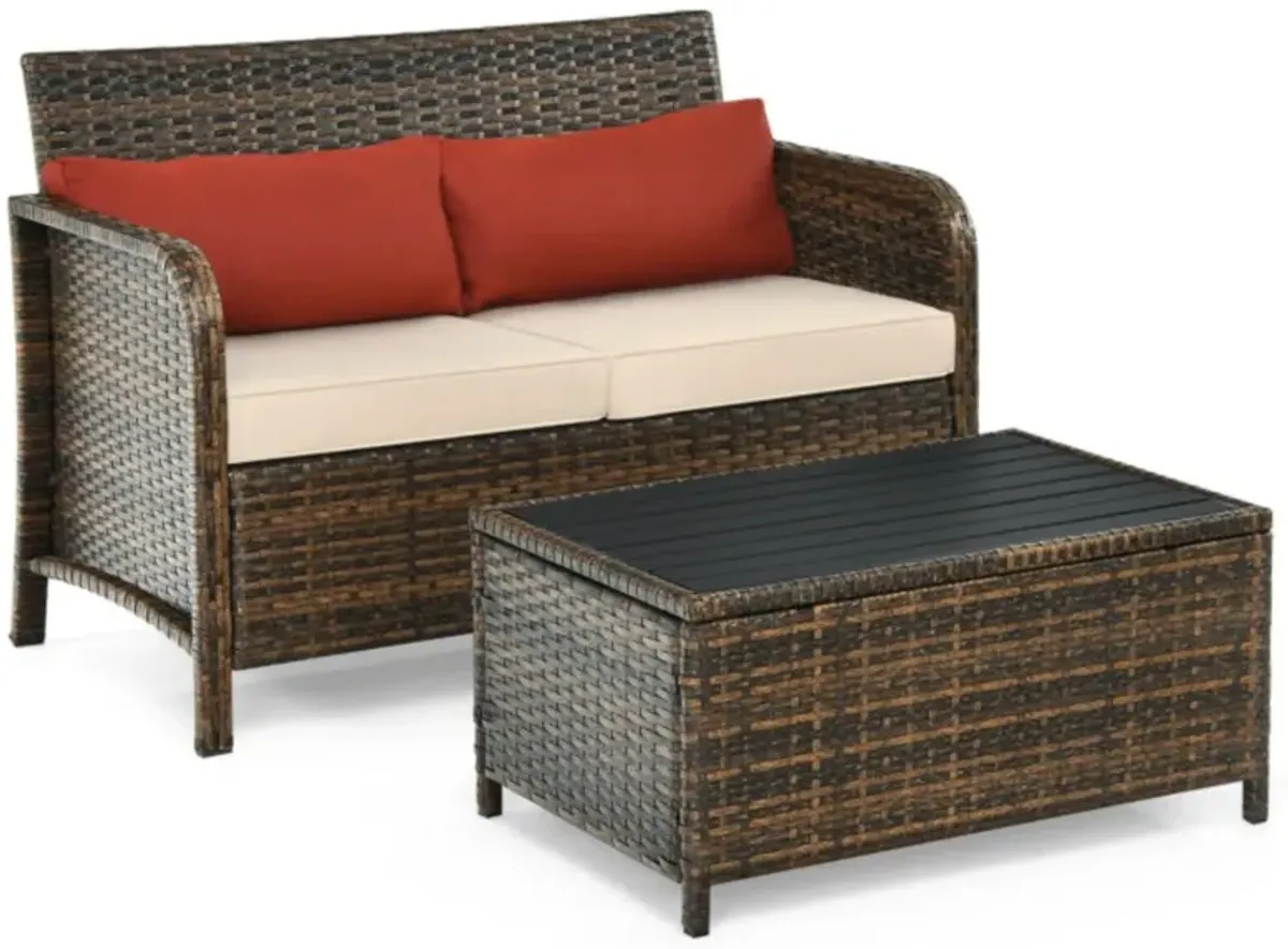 Hivvago 2 Pieces Cushioned Patio Rattan Furniture Set