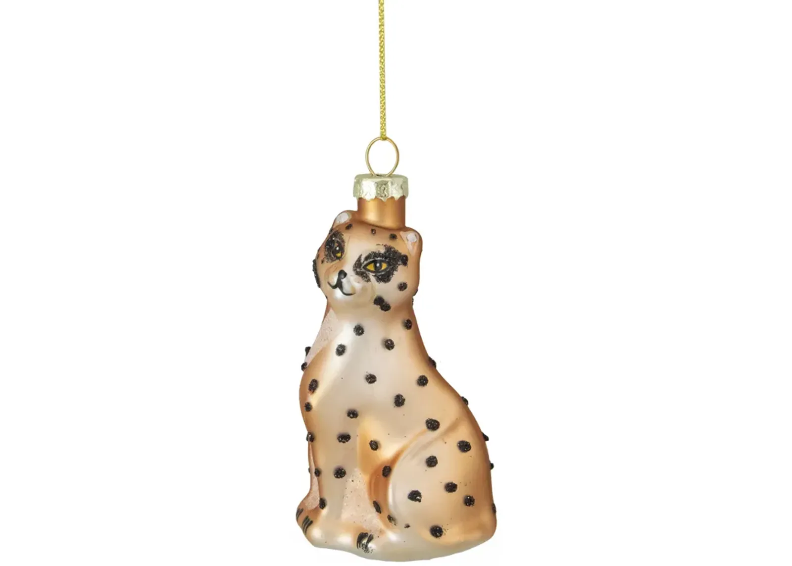 4" Black and Orange Glass Leopard Christmas Ornament