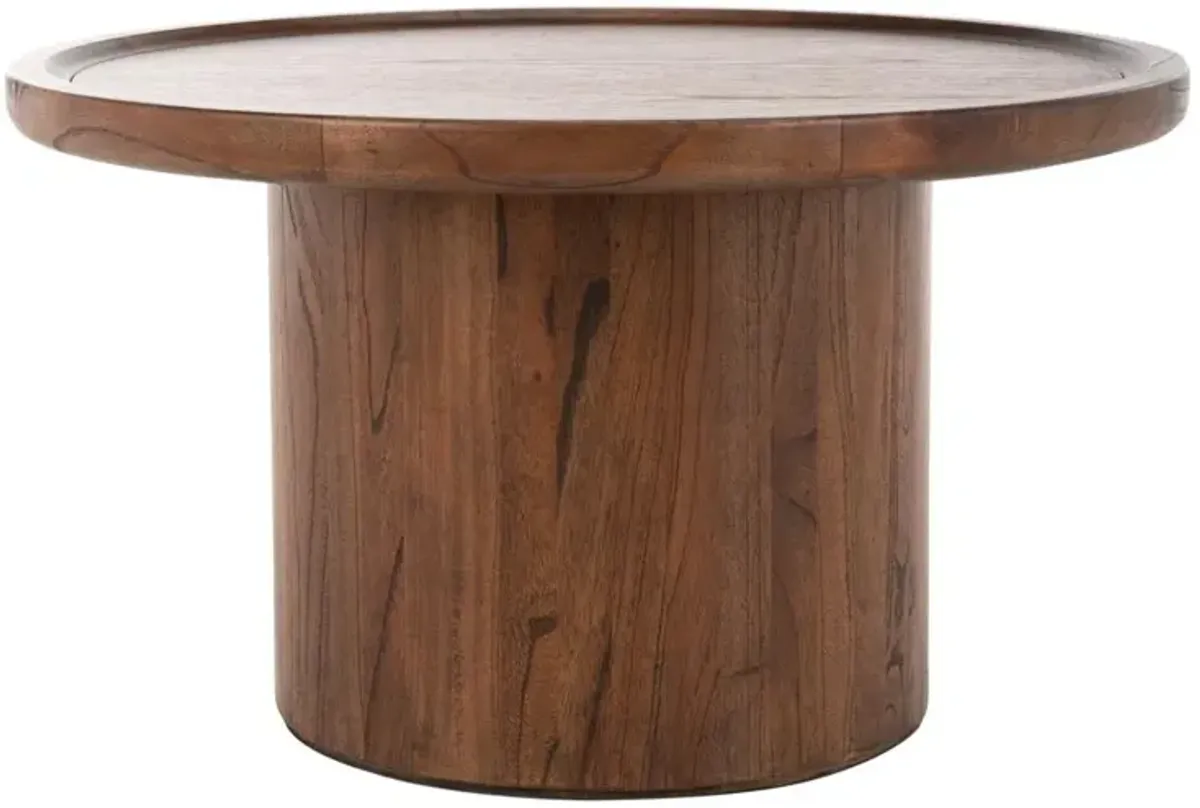 Safavieh Devin Round Pedestal Coffee Table, Dark Brown
