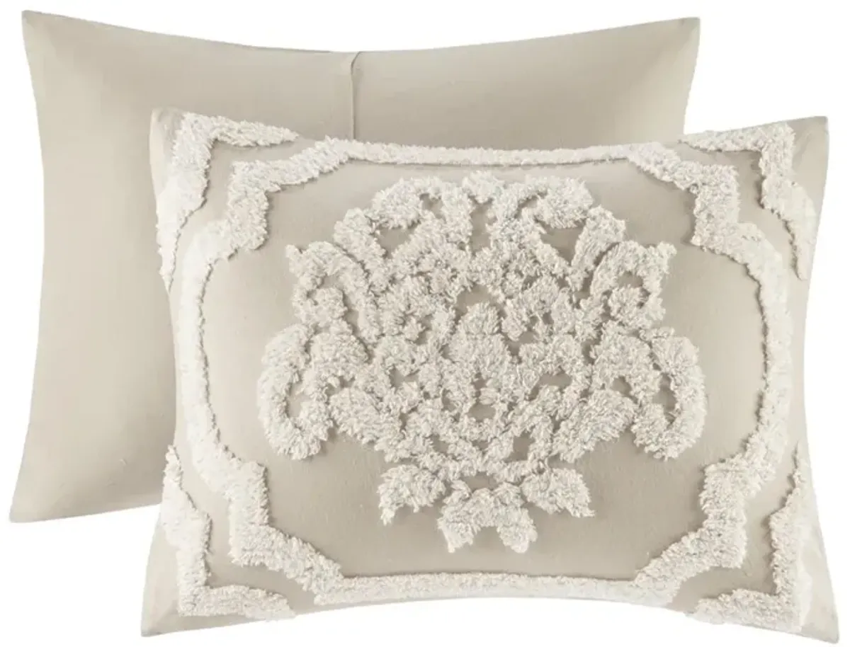 Gracie Mills Ray 3-Piece Boho Chic Tufted Cotton Chenille Medallion Duvet Set