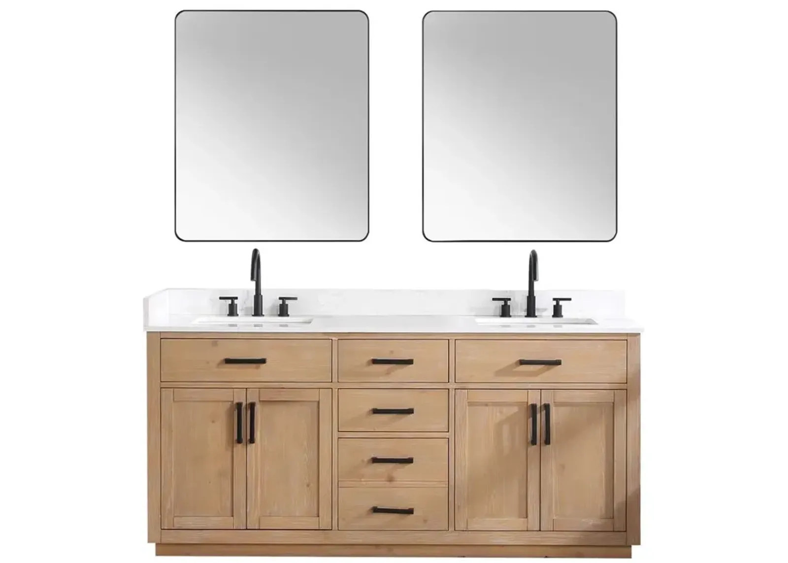 Altair 72 Double Bathroom Vanity in Light Brown with Mirror