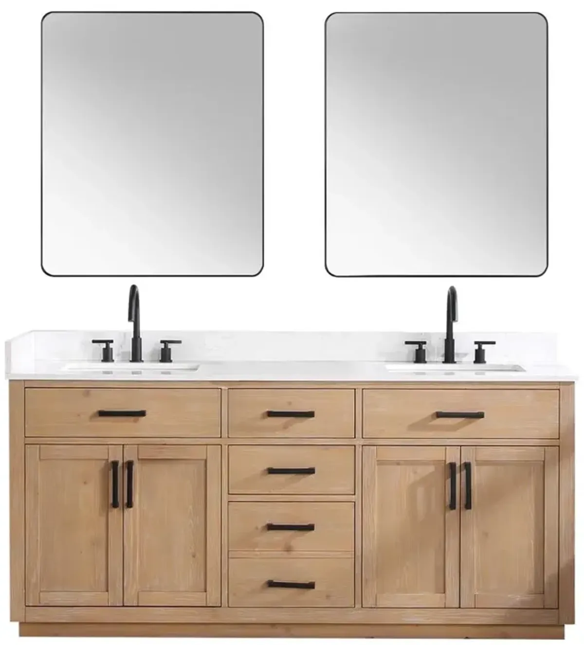 Altair 72 Double Bathroom Vanity in Light Brown with Mirror