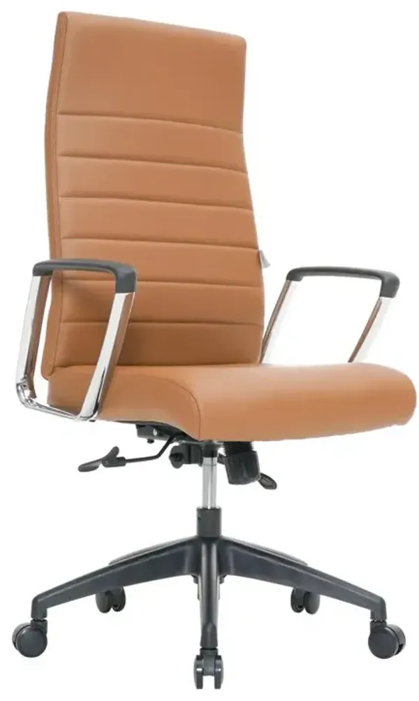 LeisureMod Hilton Modern High-Back Leather Office Chair