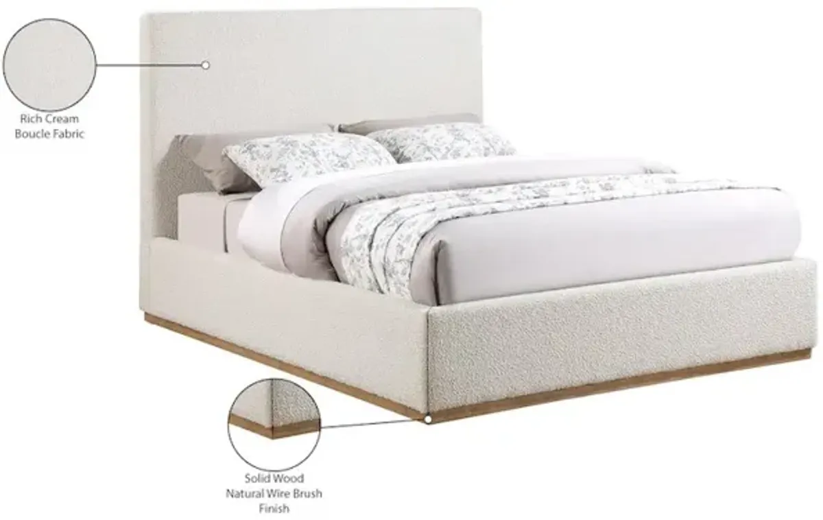 Meridian Furniture Monaco Cream Boucle Fabric King Bed