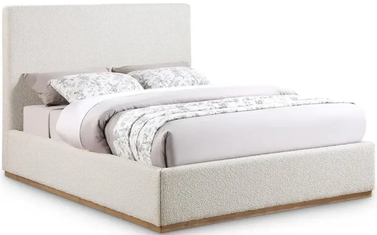 Meridian Furniture Monaco Cream Boucle Fabric King Bed