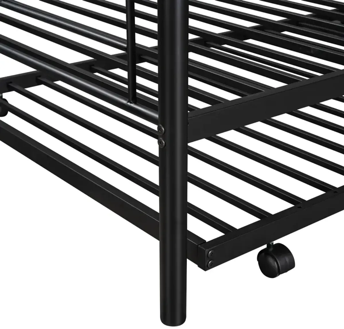 Twin-Over-Twin Metal Bunk Bed With Trundle, Can Be Divided Into Two Beds, No Box Spring Needed