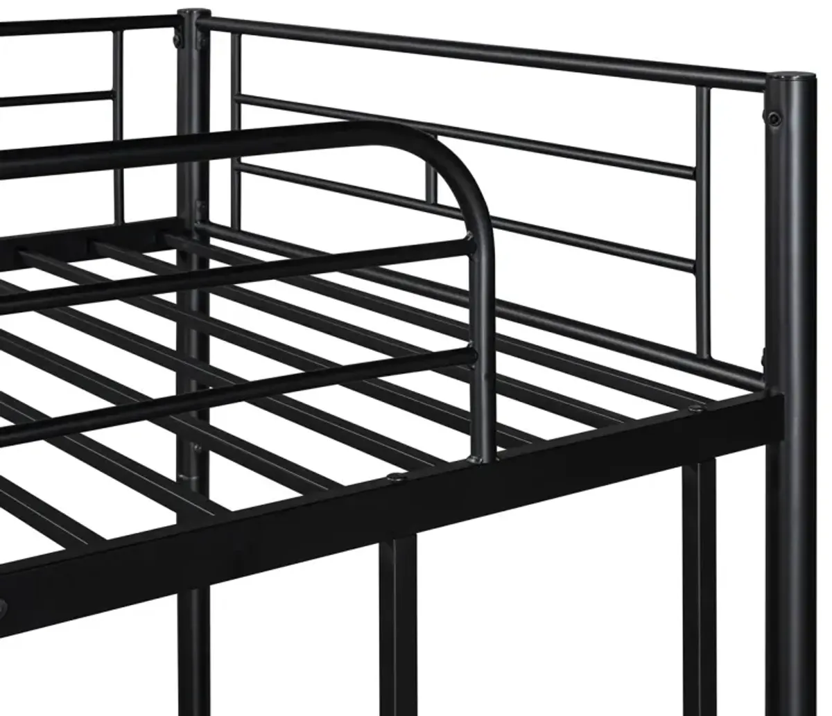 Twin-Over-Twin Metal Bunk Bed With Trundle, Can Be Divided Into Two Beds, No Box Spring Needed