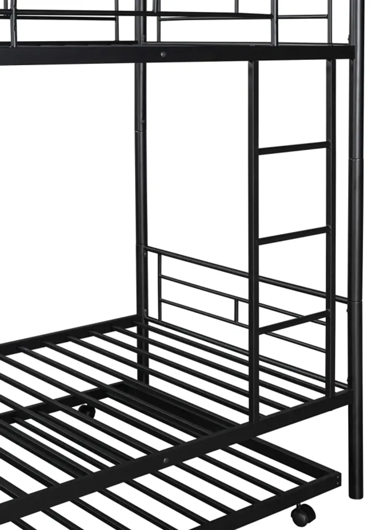 Twin-Over-Twin Metal Bunk Bed With Trundle, Can Be Divided Into Two Beds, No Box Spring Needed