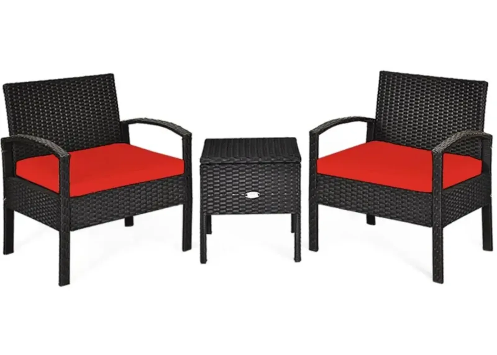 Hivvago 3 Pieces PE Rattan Wicker Sofa Set with Washable and Removable Cushion for Patio