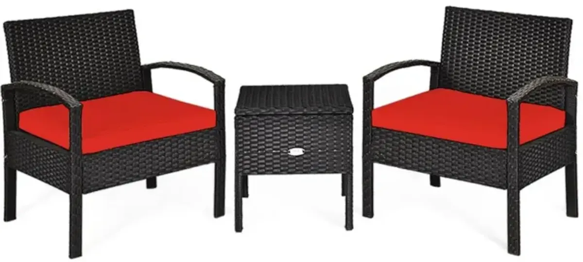 Hivvago 3 Pieces PE Rattan Wicker Sofa Set with Washable and Removable Cushion for Patio