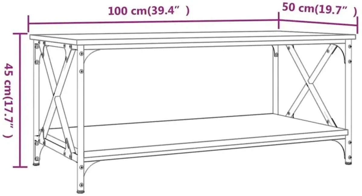 Coffee Table Black 39.4"x19.7"x17.7" Engineered Wood and Iron