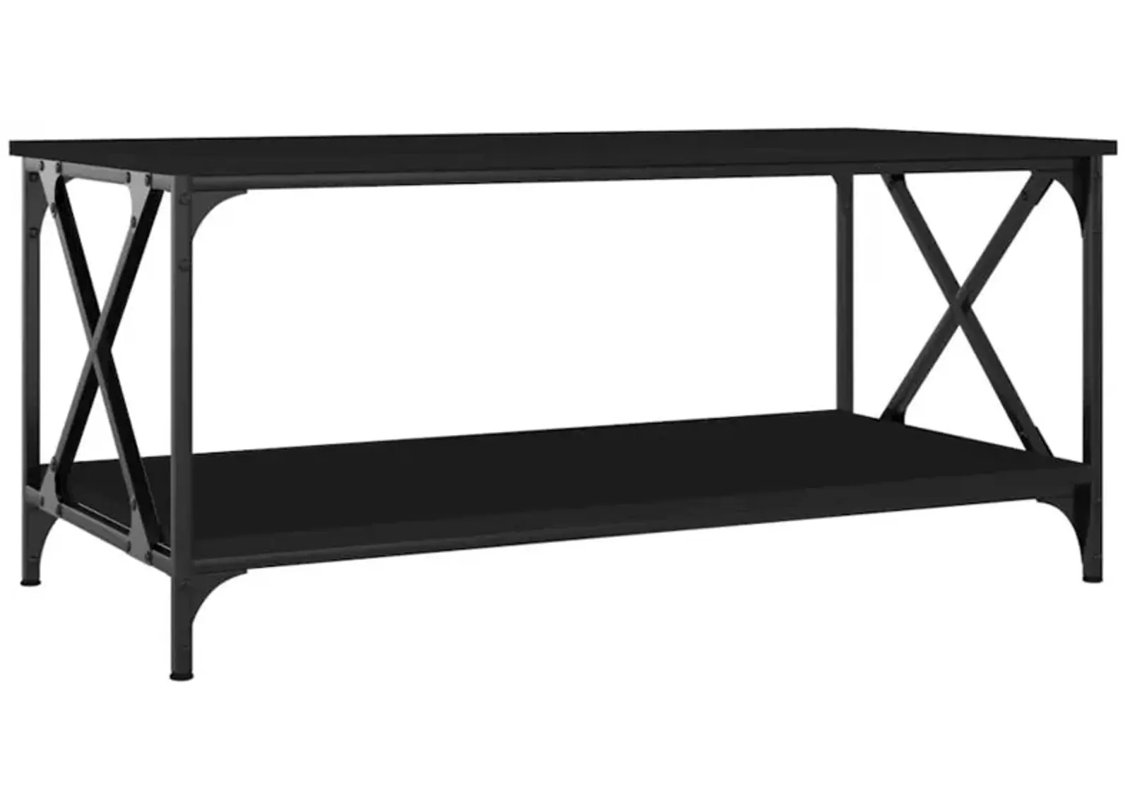 Coffee Table Black 39.4"x19.7"x17.7" Engineered Wood and Iron