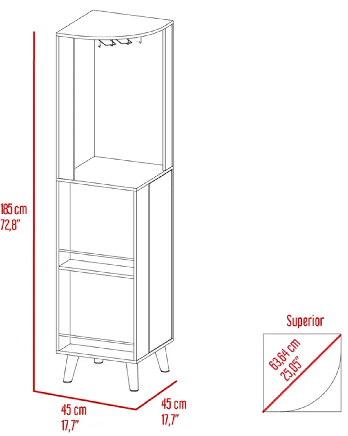 Corner Bar Cabinet Plex, Living Room, Dark Brown