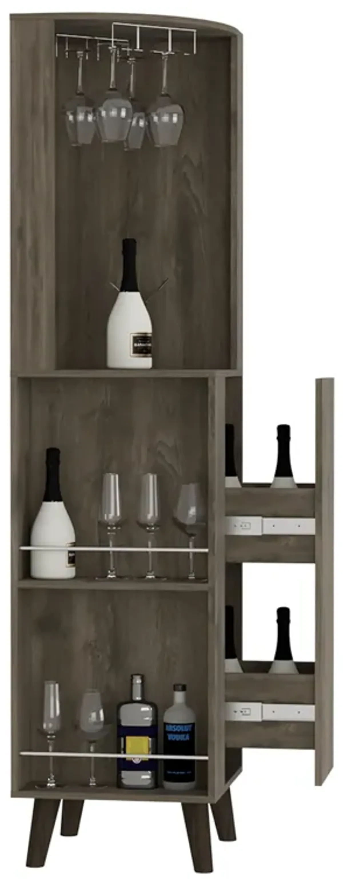 Corner Bar Cabinet Plex, Living Room, Dark Brown