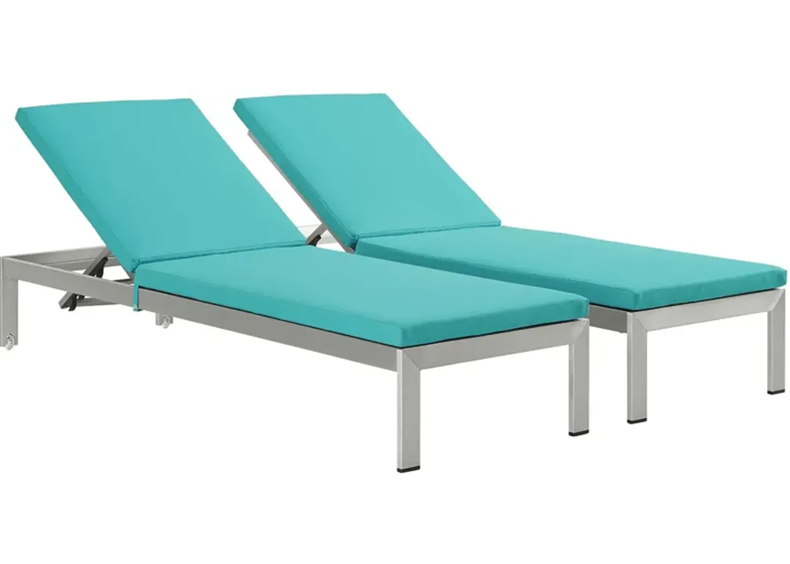 Shore Chaise with Cushions Outdoor Patio Aluminum Set of 2