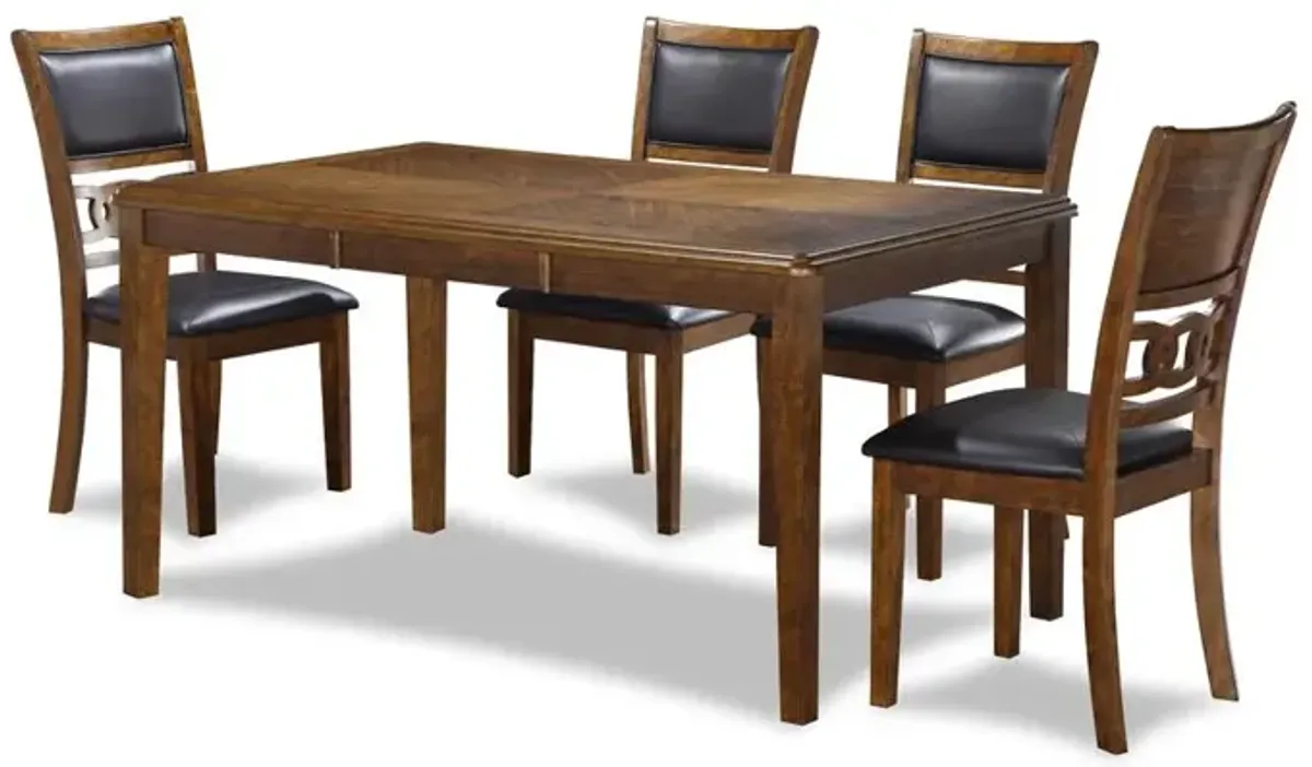 New Classic Furniture Gia 6 Pc Dining Table, 4 Chairs & Bench -Brown