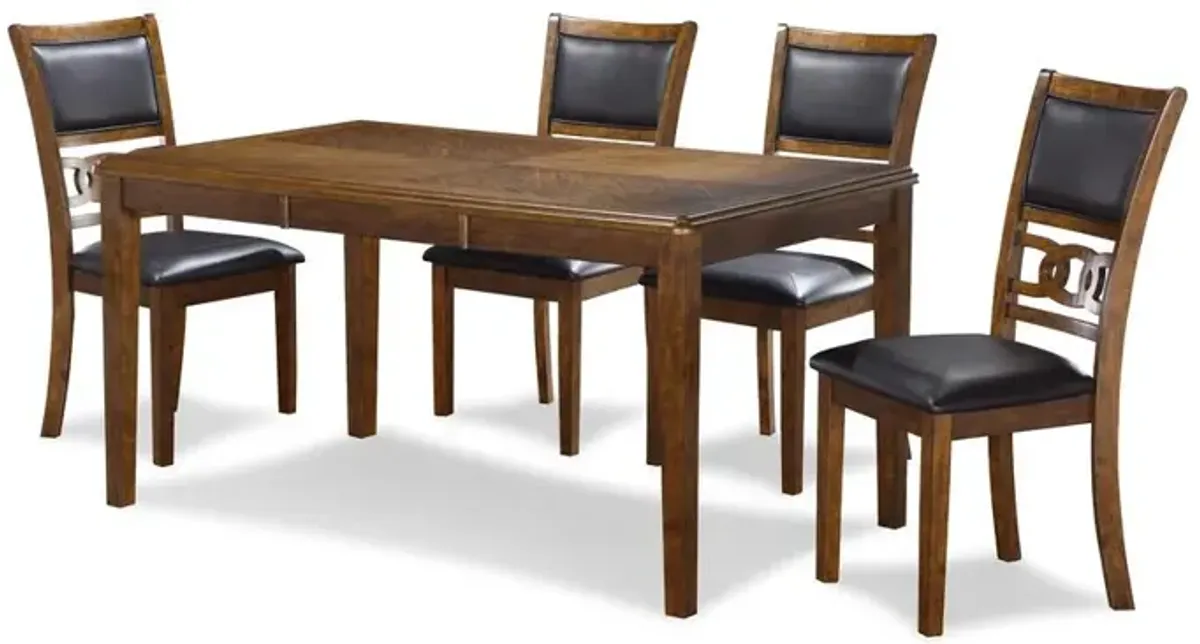 New Classic Furniture Gia 6 Pc Dining Table, 4 Chairs & Bench -Brown