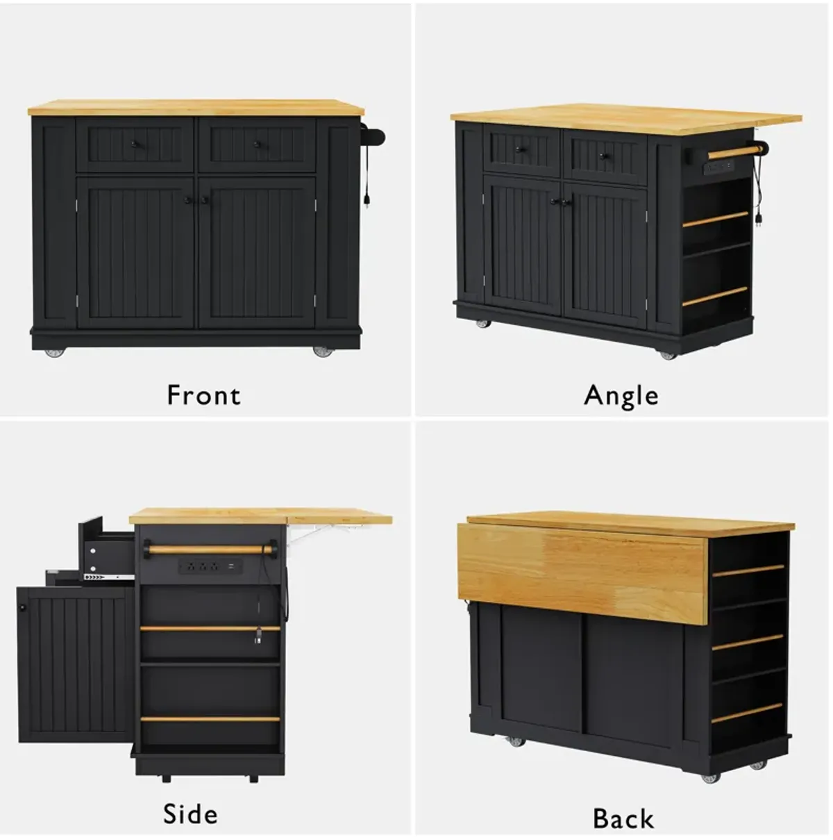 Merax Modern Kitchen Island with 2 Bar Stools