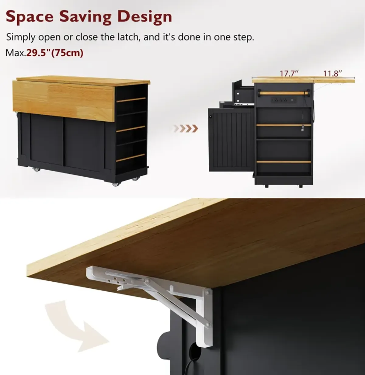 Merax Modern Kitchen Island with 2 Bar Stools